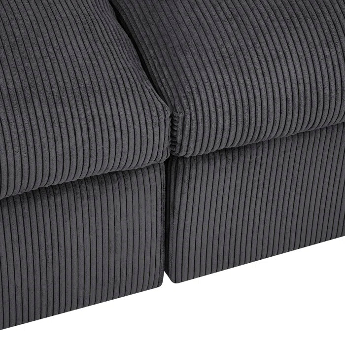U-Shape Sectional Sofa: 6 - Piece Corduroy Sectional blends modern style with plush comfort(Dark Gray Corduroy)