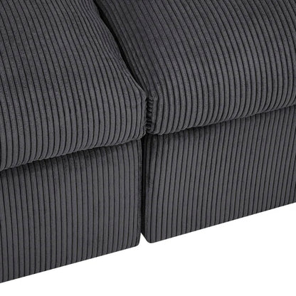 U-Shape Sectional Sofa: 6 - Piece Corduroy Sectional blends modern style with plush comfort(Dark Gray Corduroy)