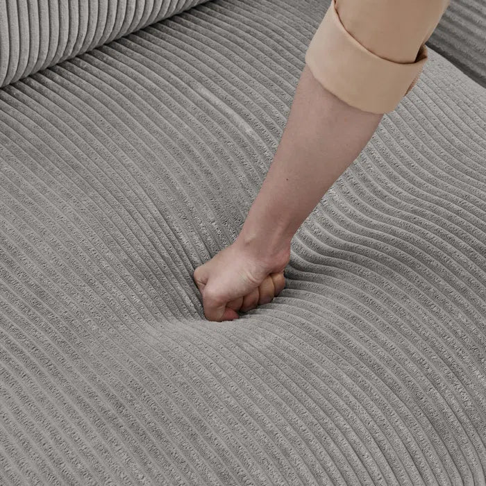 U-Shape Sectional Sofa: 6 - Piece Corduroy Sectional blends modern style with plush comfort(Light Gray Corduroy)