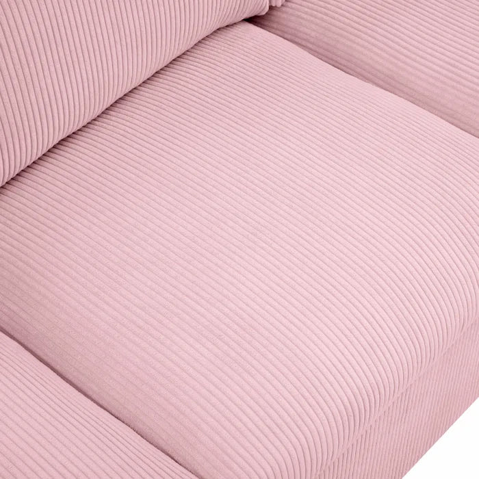 U-Shape Sofa: 6 - Piece Corduroy Sectional blends modern style with plush comfort(Pink Corduroy)