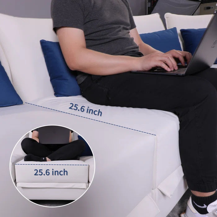 U-Shape Sectional Sofa: 102'' 6 - Piece Upholstered Sectional With Storage(Beige Velvet)