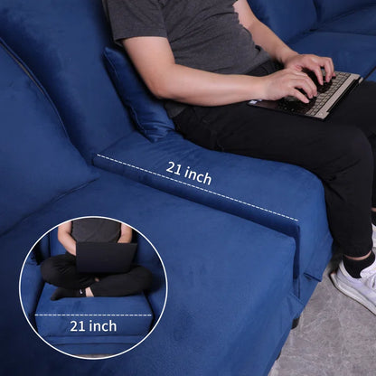 U-Shape Sectional Sofa: 102'' 6 - Piece Upholstered Sectional With Storage(Blue Velvet)