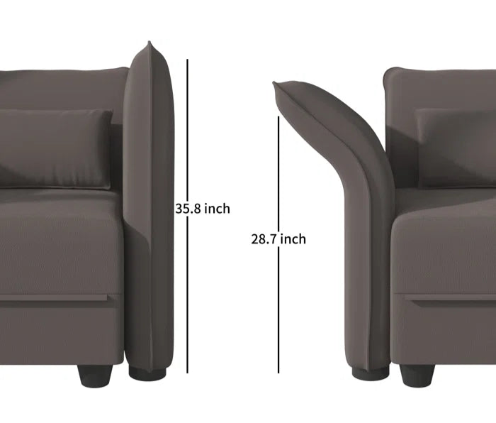 U-Shape Sectional Sofa: 102'' 6 - Piece Upholstered Sectional With Storage(Brown Chenille)