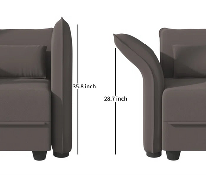 U-Shape Sectional Sofa: 102'' 6 - Piece Upholstered Sectional With Storage(Brown Chenille)