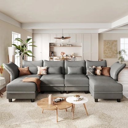 U-Shape Sectional Sofa: 102'' 6 - Piece Upholstered Sectional With Storage(Dark Gray Technical Fabric)