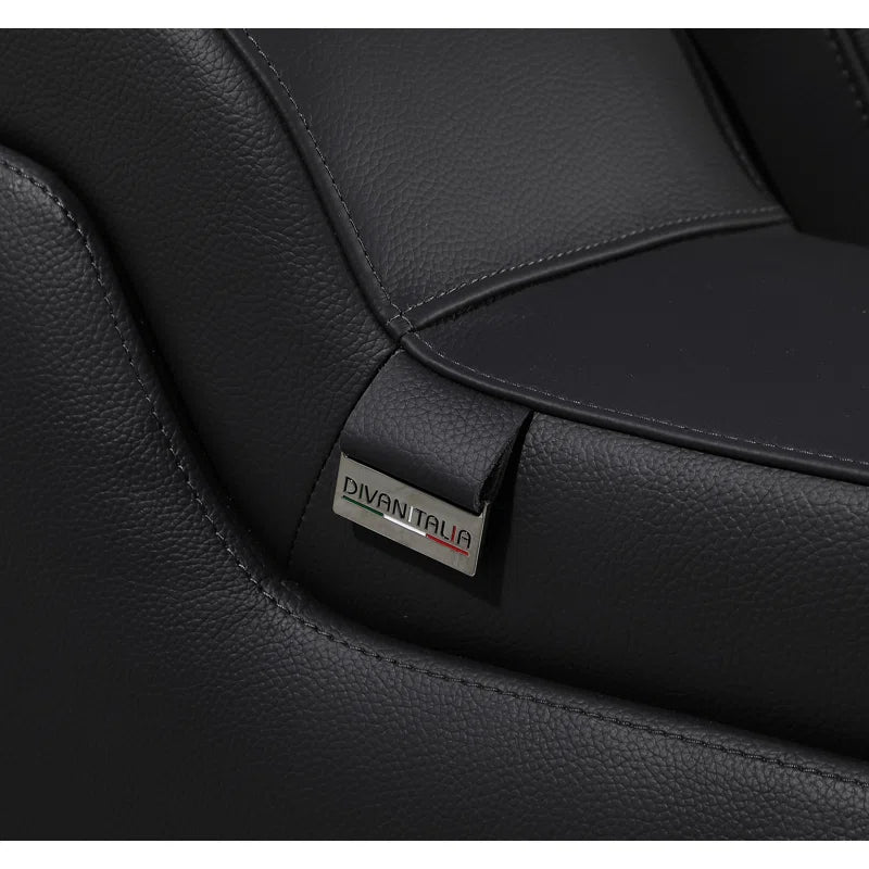 L-Shape Sectional Sofa: 7 - Piece Top Italian Grain Leather Power Reclining Sectional(Black Genuine Leather)