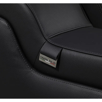 L-Shape Sectional Sofa: 7 - Piece Top Italian Grain Leather Power Reclining Sectional(Black Genuine Leather)