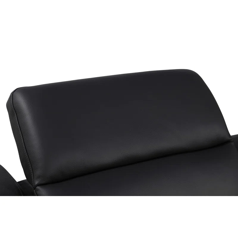 L-Shape Sectional Sofa: 7 - Piece Top Italian Grain Leather Power Reclining Sectional(Black Genuine Leather)