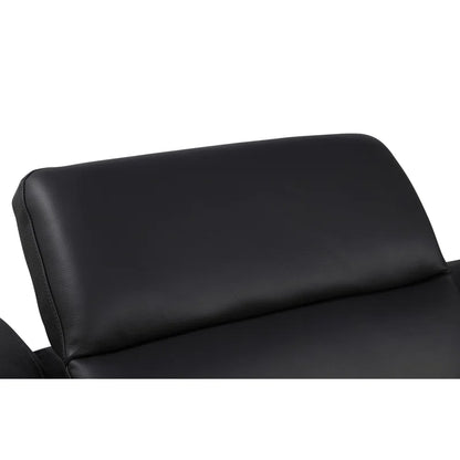 L-Shape Sectional Sofa: 7 - Piece Top Italian Grain Leather Power Reclining Sectional(Black Genuine Leather)