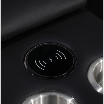 L-Shape Sectional Sofa: 7 - Piece Top Italian Grain Leather Power Reclining Sectional(Black Genuine Leather)