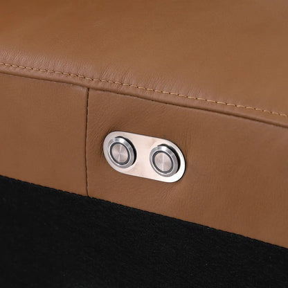 L-Shape Sectional Sofa: 7 - Piece Top Italian Grain Leather Power Reclining Sectional(Cognac Genuine Leather)