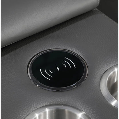 L-Shape Sectional Sofa: 7 - Piece Top Italian Grain Leather Power Reclining Sectional(Dark Gray Genuine Leather)