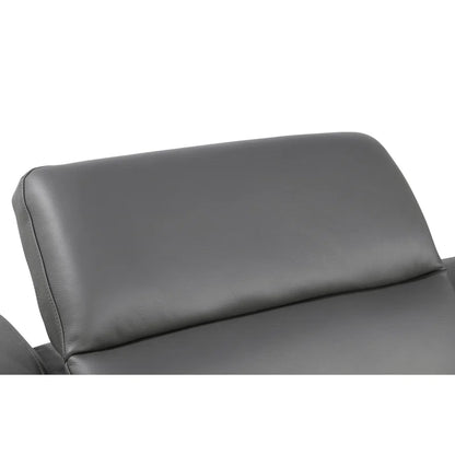 L-Shape Sectional Sofa: 7 - Piece Top Italian Grain Leather Power Reclining Sectional(Dark Gray Genuine Leather)