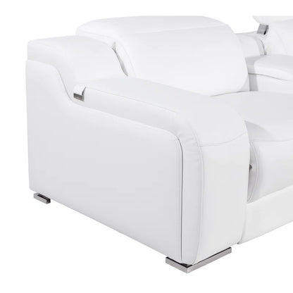 L-Shape Sectional Sofa: 7 - Piece Top Italian Grain Leather Power Reclining Sectional(White Genuine Leather)