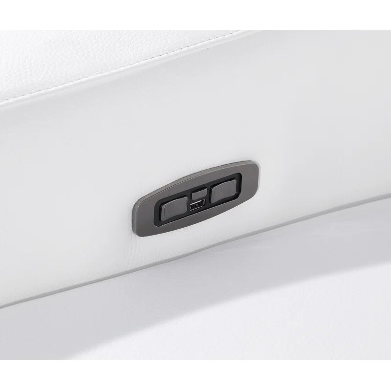 L-Shape Sectional Sofa: 7 - Piece Top Italian Grain Leather Power Reclining Sectional(White Genuine Leather)