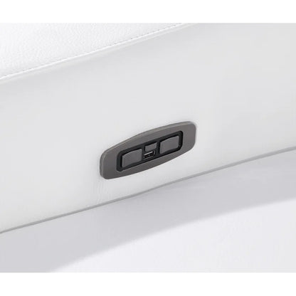 L-Shape Sectional Sofa: 7 - Piece Top Italian Grain Leather Power Reclining Sectional(White Genuine Leather)