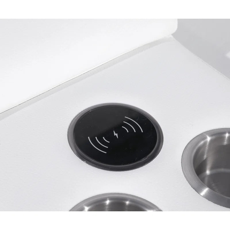 L-Shape Sectional Sofa: 7 - Piece Top Italian Grain Leather Power Reclining Sectional(White Genuine Leather)