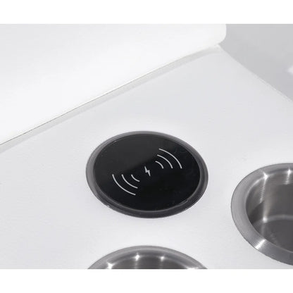 L-Shape Sectional Sofa: 7 - Piece Top Italian Grain Leather Power Reclining Sectional(White Genuine Leather)