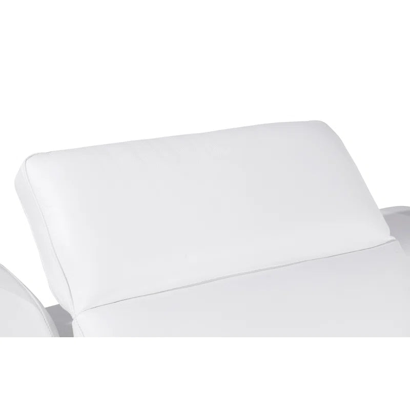 L-Shape Sectional Sofa: 7 - Piece Top Italian Grain Leather Power Reclining Sectional(White Genuine Leather)