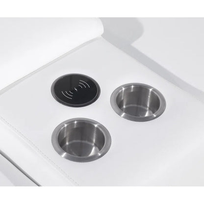 L-Shape Sectional Sofa: 7 - Piece Top Italian Grain Leather Power Reclining Sectional(White Genuine Leather)