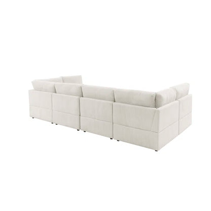 U-Shape Sectional Sofa: 8 - Piece Corduroy Sectional(Cream Corduroy)