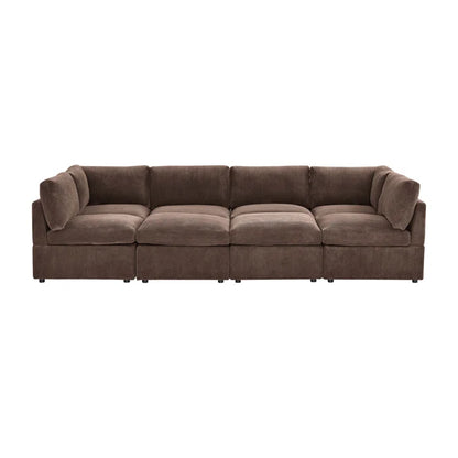 U-Shape Sectional Sofa: 8 - Piece Corduroy Sectional(Dark Brown Corduroy)