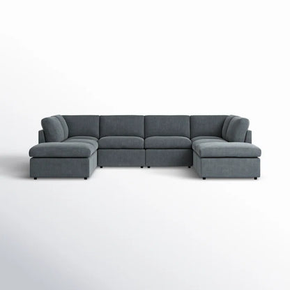 U-Shape Sectional Sofa: 8 - Piece Corduroy Sectional(Dark Gray Corduroy)