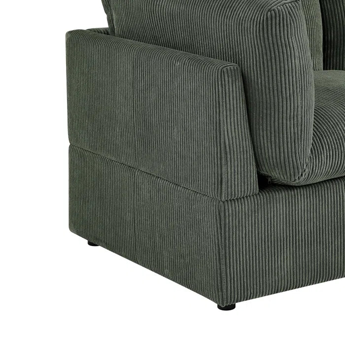 U-Shape Sectional Sofa: 8 - Piece Corduroy Sectional(Green Corduroy)