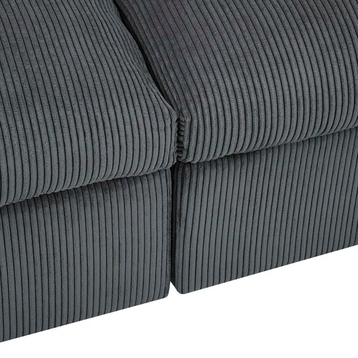 U-Shape Sectional Sofa: 8 - Piece Corduroy Sectional(Dark Gray Corduroy)