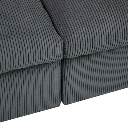 U-Shape Sectional Sofa: 8 - Piece Corduroy Sectional(Dark Gray Corduroy)
