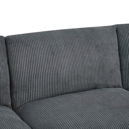 U-Shape Sectional Sofa: 8 - Piece Corduroy Sectional(Dark Gray Corduroy)
