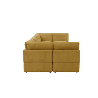 U-Shape Sectional Sofa: 8 - Piece Corduroy Sectional(Ginger Corduroy)