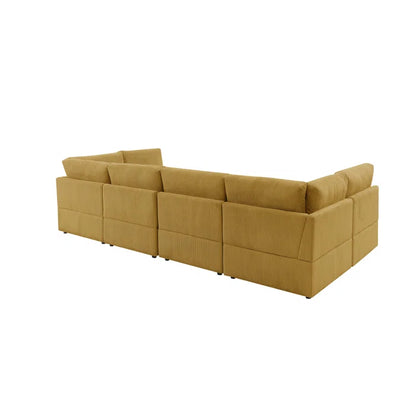 U-Shape Sectional Sofa: 8 - Piece Corduroy Sectional(Ginger Corduroy)