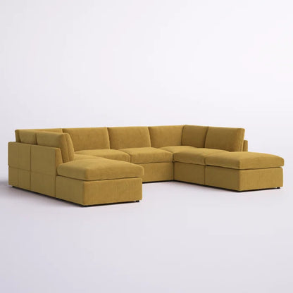 U-Shape Sectional Sofa: 8 - Piece Corduroy Sectional(Ginger Corduroy)