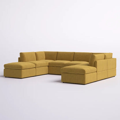 U-Shape Sectional Sofa: 8 - Piece Corduroy Sectional(Ginger Corduroy)
