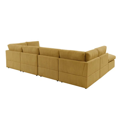 U-Shape Sectional Sofa: 8 - Piece Corduroy Sectional(Ginger Corduroy)