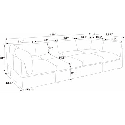 U-Shape Sectional Sofa: 8 - Piece Corduroy Sectional(Light Gray Corduroy)