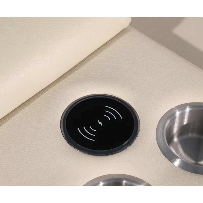 L-Shape Sectional Sofa: 8 - Piece Top Grain Italian Leather Power Reclining Sectional(Beige Genuine Leather)