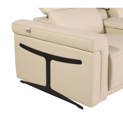 L-Shape Sectional Sofa: 8 - Piece Top Grain Italian Leather Power Reclining Sectional(Beige Genuine Leather)