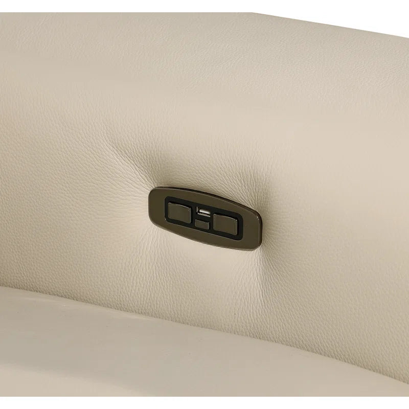 L-Shape Sectional Sofa: 8 - Piece Top Grain Italian Leather Power Reclining Sectional(Beige Genuine Leather)