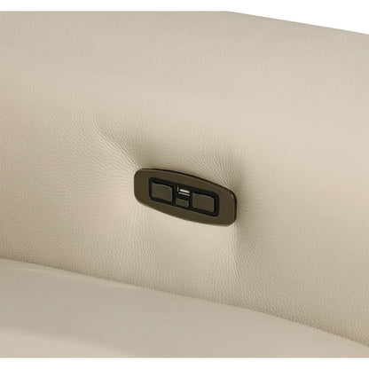 L-Shape Sectional Sofa: 8 - Piece Top Grain Italian Leather Power Reclining Sectional(Beige Genuine Leather)