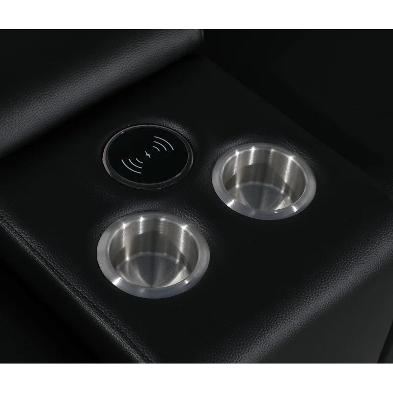 L-Shape Sectional Sofa: 8 - Piece Top Grain Italian Leather Power Reclining Sectional(Black Genuine Leather)