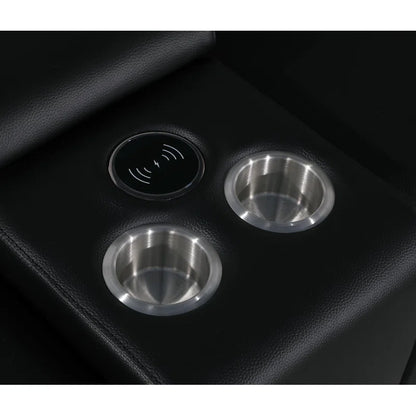 L-Shape Sectional Sofa: 8 - Piece Top Grain Italian Leather Power Reclining Sectional(Black Genuine Leather)