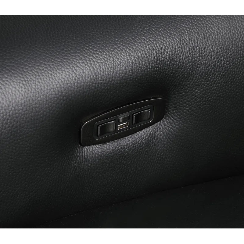 L-Shape Sectional Sofa: 8 - Piece Top Grain Italian Leather Power Reclining Sectional(Black Genuine Leather)