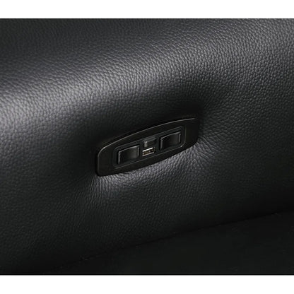 L-Shape Sectional Sofa: 8 - Piece Top Grain Italian Leather Power Reclining Sectional(Black Genuine Leather)