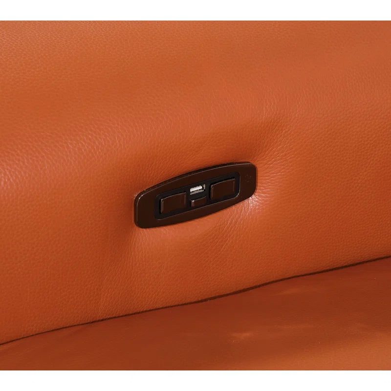 L-Shape Sectional Sofa: 8 - Piece Top Grain Italian Leather Power Reclining Sectional(Camel Genuine Leather)