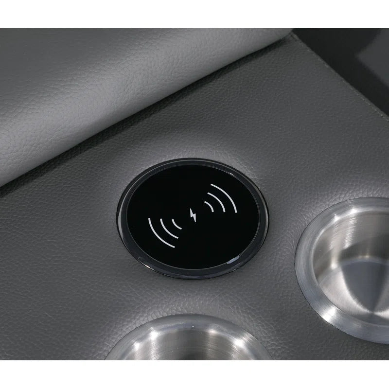 L-Shape Sectional Sofa: 8 - Piece Top Grain Italian Leather Power Reclining Sectional(Gray Genuine Leather)