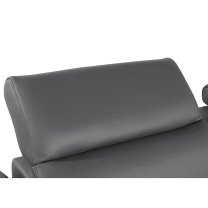 L-Shape Sectional Sofa: 8 - Piece Top Grain Italian Leather Power Reclining Sectional(Gray Genuine Leather)