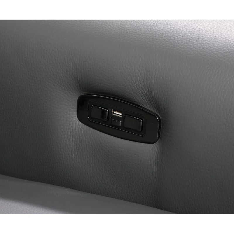 L-Shape Sectional Sofa: 8 - Piece Top Grain Italian Leather Power Reclining Sectional(Gray Genuine Leather)