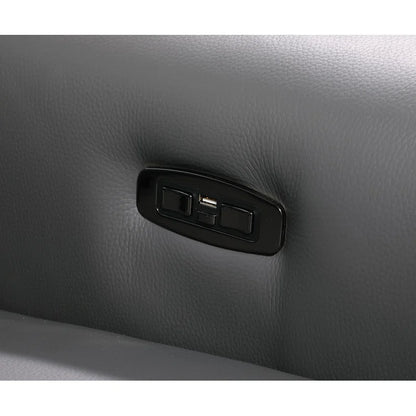 L-Shape Sectional Sofa: 8 - Piece Top Grain Italian Leather Power Reclining Sectional(Gray Genuine Leather)